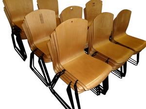 lot 32 image: 32 Leland Wood Stacking Chairs
