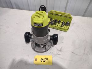 lot 459 image: Ryobi R163G Router with Router Bits...