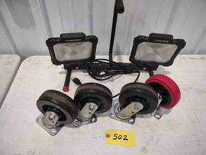lot 502 image: 6 Casters & Worklight...