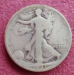 lot 14 image: 1921 Walking Liberty Half Dollar - Key Date