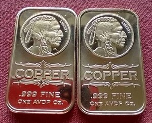 lot 34 image: (2) 1oz Copper Bars
