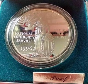lot 35 image: 1996 National Community Service Proof Silver Dollar