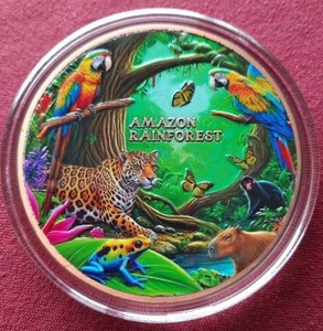 lot 40 image: Gorgeous Colorized Amazon Rainforest 5oz Copper Round