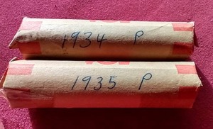 lot 69 image: 1934 & 1935 Wheat Penny Rolls