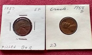 lot 85 image: (2) Die Error Wheat Pennies