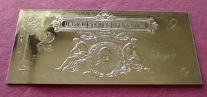 lot 88 image: Gold Foil $2 Replica Note