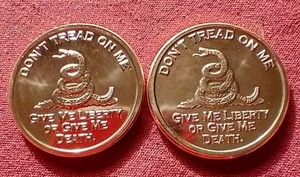lot 109 image: (2) Dont Tread on Me 1oz Copper Rounds