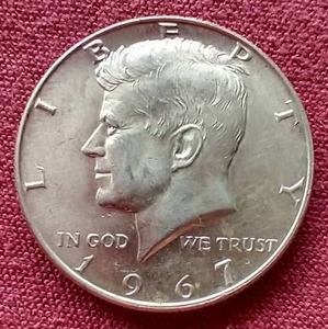 lot 114 image: Nice 1967 40% Silver Kennedy Half Dollar