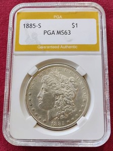 lot 9 image: Beautiful 1885-S Morgan Dollar - PGA MS63