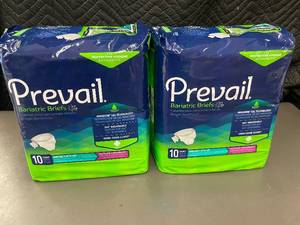lot 41 image: 2 Packs Prevail Bariatric Briefs Size B Up to 100 Inch Waist 10 Count Each