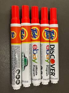 lot 54 image: Set of 5 Tide To Go Instant Stain Remover Pens with Assorted Branding