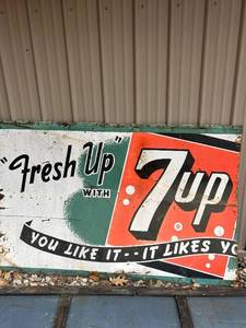 lot 333 image: Vintage 7Up Metal Advertising Sign - Fresh Up You Like It Slogan