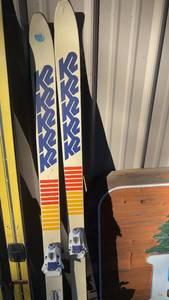 lot 345 image: Collection of 10 Vintage Ski Pairs with Bindings Assorted Brands