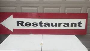 lot 367 image: Large Vintage Restaurant Directional Sign with Arrow