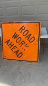 lot 371 image: Road Work Ahead Aluminum Traffic Sign