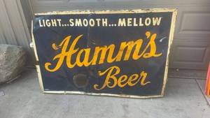 lot 372 image: Vintage Hamms Beer Metal Advertising Sign