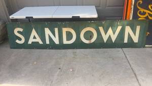 lot 373 image: Vintage Metal Sandown Sign with Distressed Finish