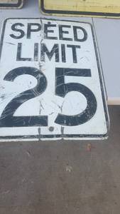 lot 374 image: Vintage Metal Speed Limit 25 Road Sign