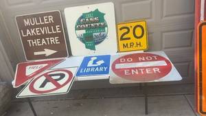 lot 383 image: Collection of 7 Vintage Street and Traffic Signs