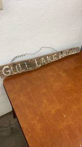 lot 875 image: Vintage Rustic Wood Grill Lake Antique Sign
