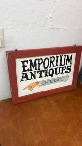 lot 876 image: Vintage Emporium Antiques Entrance Sign with Red Frame