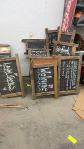 lot 877 image: Collection of Rustic Wood Framed Chalkboard Signs