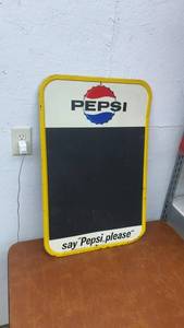 lot 883 image: Vintage Pepsi Say Pepsi, Please Metal Advertising Sign
