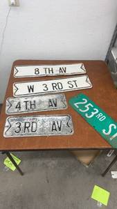 lot 888 image: Collection of 5 Vintage Metal Street Signs