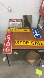 lot 892 image: Collection of 6 Industrial and Decorative Signs Including Safety and Directional