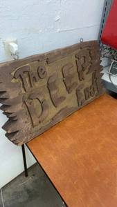 lot 893 image: Rustic Wooden Sign The Deep End Carved Decor