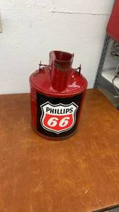 lot 899 image: Vintage Phillips 66 Metal GasOil Can with Spout