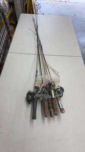 lot 932 image: Group of 5 Vintage Fishing Rods with Reels Assorted Materials