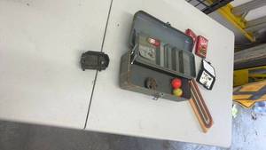 lot 936 image: Vintage Collectibles Lot with Cribbage Board, Fly Fishing Flies, PRR Train Car, and Tobacco Tins