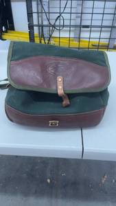 lot 938 image: Boyt Harness Company Green Canvas and Leather Shoulder Bag