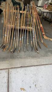 lot 948 image: Group of 17 Vintage Wooden and Composite Hockey Sticks