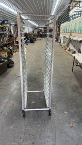 lot 953 image: Commercial Aluminum Bakery Sheet Pan Rack on Casters