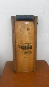lot 1723 image: Vintage Pioneer Model 77 Wooden Creeper with Metal Casters