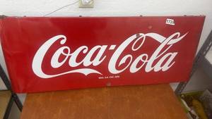 lot 1728 image: Vintage Coca-Cola Red Metal Advertising Sign