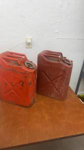 lot 1749 image: Pair of Vintage Military-Style Metal Gas Cans