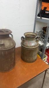 lot 1758 image: Pair of Vintage Metal Milk Cans