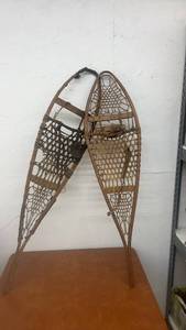 lot 1762 image: Vintage Wooden Snowshoes with Leather Bindings