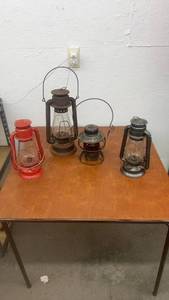 lot 1769 image: Collection of 4 Vintage Kerosene and Railroad Lanterns