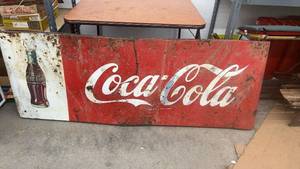 lot 1789 image: Vintage Coca-Cola Metal Advertising Sign with Bottle Graphic