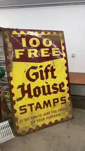 lot 1798 image: Vintage Metal Gift House Stamps Advertising Sign