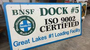 lot 1800 image: BNSF Dock #5 Burlington Northern Santa Fe Railway Sign 4ft by 8ft