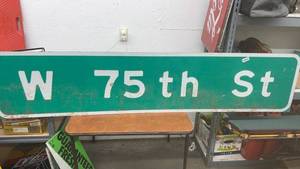 lot 1802 image: W 75th St Metal Street Sign 18 x 7ft