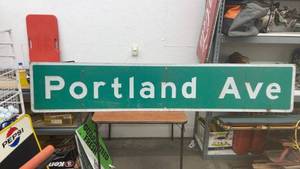 lot 1804 image: Vintage Portland Ave Street Sign Metal 18 x 8ft