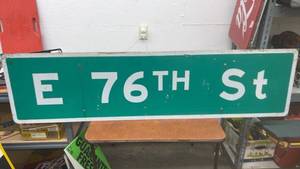 lot 1805 image: E 76th St Street Sign Green Metal 18 x 6ft