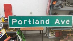 lot 1806 image: Portland Ave Metal Street Sign 18 x 8ft
