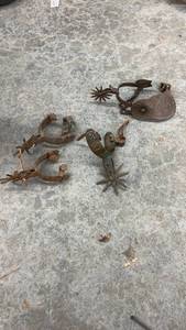 lot 1826 image: Collection of Vintage Western Cowboy Spurs Assorted Styles